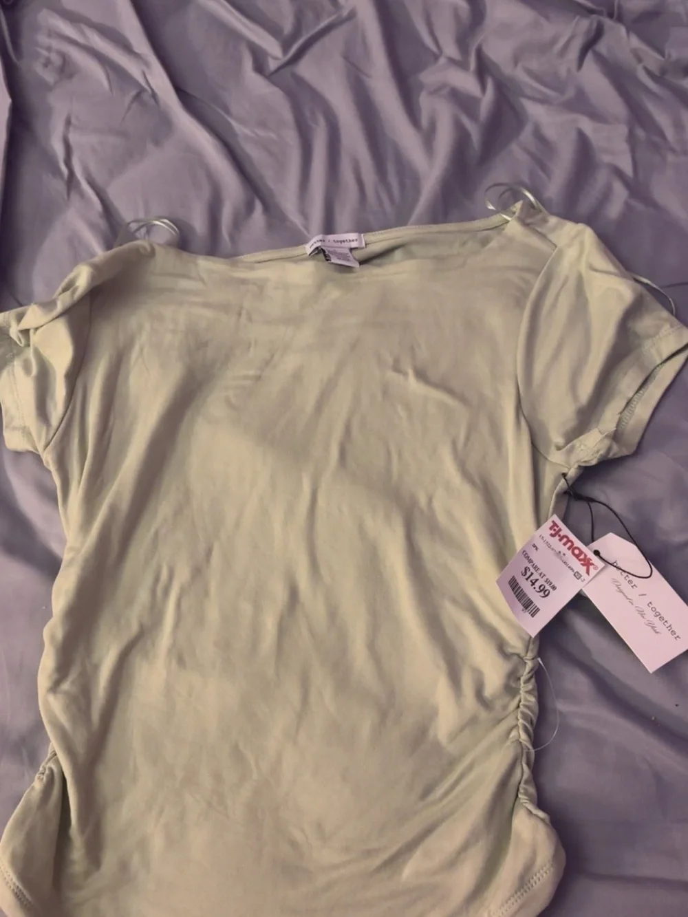 Lush Pale Green Side-Ruched Short Sleeve Tee